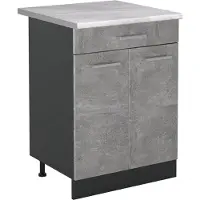 Vicco Keukenonderkast R-Line, Beton/Antraciet, 60 cm met lade marmer werkblad