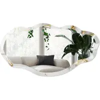 Wallfluent Marmeren Elegantie Spiegel - Wit Stijlvolle Wandspiegel - Organische Spiegel - Woonkamer - Klassiek - 45x90 cm - Totale afmeting 52x97 cm