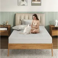 OKWISH Matras 90x200 cm - Ergonomische Schuimkern Matras Met Afneembare Wasbare 3D-Hoes - Anti-Allergie - Eenpersoons - Wit
