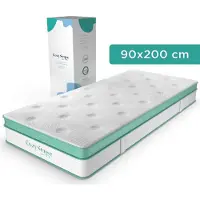 CozySense Hybride Matras 90x200 cm – Eenpersoons Pocketvering – Traagschuim & Koudschuim – 7-Zones – 25 cm Dik – Medium