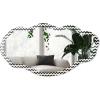 Wallfluent Geometrisch Patroon Spiegel - Zwart Stijlvolle Wandspiegel - Organische Spiegel - Kantoor, Woonkamer, Hal - Geometrisch - 45x90 cm - Totale afmeting 52x97 cm