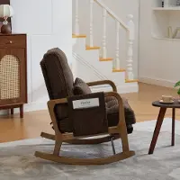 HAUSS SPOLE Schommelstoel - Relaxfauteuil Met Inklapbare Voetsteun En Verstelbare Rugleuning - Voor Woonkamer En Slaapkamer - Cord Koffie