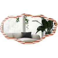 Wallfluent Geometrische Mozaïek Spiegel - Rood Rechthoekige Spiegel Voor Interieur - Organische Spiegel - Woonkamer, Kantoor, Slaapkamer - Geometrisch - 45x90 cm - Totale afmeting 52x97 cm