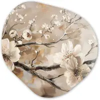 MuchoWow Organische wanddecoratie 60x60 cm - Organisch schilderij Bloemen - Natuur - Wit - Bloesem - Abstract - Muurdecoratie woonkamer - Kamer decoratie - Schilderijen - Muurcirkel aesthetic