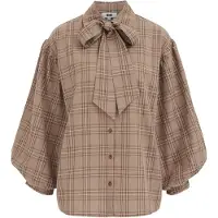 We fashion Blouse lichtblauw / bruin / lichtbruin / offwhite