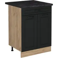 Vicco Keukenonderkast R-Line, Antraciet landelijk/Goudkleurig Eiken, 60 cm met lade antraciet werkblad