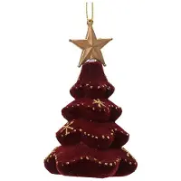 Décoris Boom kerst ornament | | 6.8 x 6.8 x 11.2 cm (Rood)