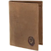 OXMOX Leren portemonnee Leather RFID Protect Kombibörse Freedom Lion Embossed Vintage Light Brown bruine