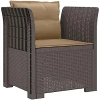vidaXL Eén-zits Fauteuil met Kussens Rieten Look PP Lichtgrijs