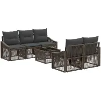vidaXL Tuinbank Set 6 st Grijs poly rattan