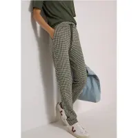 Cecil Dames Slim Leg-broek met pied-de-poule-patroon - Groen - L