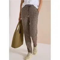 Cecil Dames Slim Leg-broek met houndstooth-patroon - Bruin - M