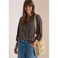 Cecil Dames Tuniek met 3/4-mouwen, split in de hals en luipaardprint - Bruin - XL