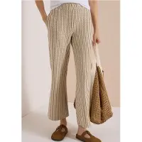 Cecil Dames Broek met Wide Leg pijpen in gebreide look - Beige - L