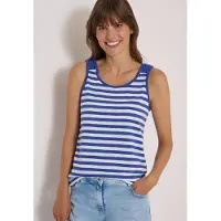 Cecil Dames Top met afgeronde V-hals en strepen - Blauw - L