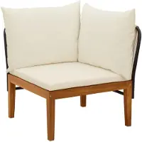 vidaXL Tuin Hoek Sofa met Kussens Massief acaciahout & touw Naturel