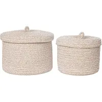Nest of Nora Opbergmanden set van 2 - Met deksel - Katoen - Beige