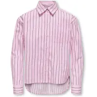 ONLY KIDS GIRL rechtvallende gestreepte blouse - roze Meisjes Katoen Button down - maat 134