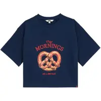 We fashion T-shirt met print - donkerblauw Meisjes Katoen Ronde hals Printopdruk - maat 98/104