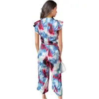 Ax Paris Dames Abstracte Polyester Wrap Jumpsuit (Multikleur Print)