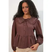 Big Dart Dames Viscose-mix Blouse Met Baby Kraag