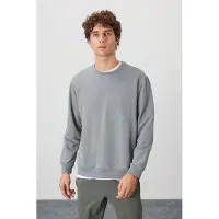 Tommy Life Heren Effen Rundhals Sweatshirt