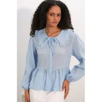 Big Dart Dames Viscose-mix Blouse Met Baby Kraag