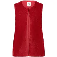 Yumi Mouwloos vest zonder kraag van imitatiebont voor dames (Rood)