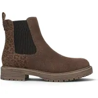 Blowfish dames chelsea boots van kunstsuède met bruine luipaardprint - Alfie