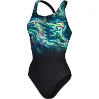 Speedo Dames/Dames Plaatsing Digitaal Eendelig Zwempak (ZWART/BLAUW)