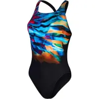 Speedo Dames/Dames Plaatsing Digitaal Eendelig Zwempak (Zwart/Multikleurig)