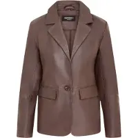 Infinity Leather Dames Conker Brown Italiaanse leren blazerjasje-Eclipse