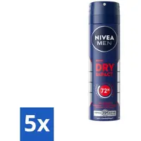 Nivea 5 x MEN - Deodorant Spray - Dry Impact - 150 ml - Deodorant Spray - Anti-Transpirant Spray - Droog Huidgevoel - 72 Uur Bescherming - Mannenverzorging
