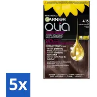 Garnier 5 x - Olia 4.15 - Haarkleuring - Kastanje Middenbruin - Zonder Ammoniak - 100% Grijsdekking - Haarkleuring - Kastanje Middenbruin - Permanent Haarverf - Zonder Ammoniak - 100% Grijsdekking