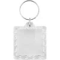 Combicraft Plexiglas sleutelhanger blanco vierkant geribbeld 39x39mm - 50 stuks