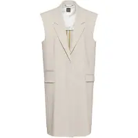 BOSS Damesblazer van Jewela met lange pasvorm, V-hals en lange mouwen (Beige)