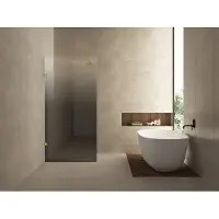 Wiesbaden Inloopdouche Links Less 80x200 cm 8 mm Nano Spiegelrook- naar Helder Glas Geborsteld Messing