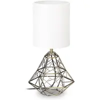 Relaxdays tafellamp - geometrische basis - design - metaal - nachtlampje - leeslamp - stof