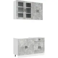 vidaXL Keukenelement PORTO, 4 stuks, betonkleur, houtvezel