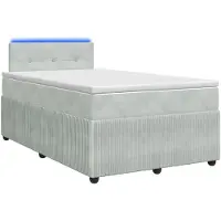 vidaXL Boxspringbed met matras, lichtgrijs, 120 x 190 cm, fluweel