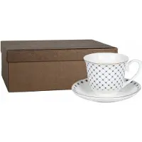 Livello Porseleinen Kopjes met Schotels, Set van 2, Stippen, 250 ml
