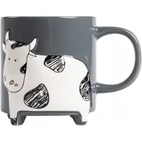 Homla COW mok met koeienprint, 0,45L, grijs keramiek