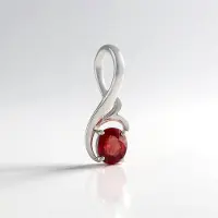 Cavill - 925 Sterling Zilver Hanger - Geplatineerd - 0,239 ct Tanzania Ovale Robijn - Elegant Briljant Sieraad Dames - 14x5 mm