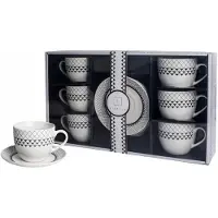 Livello 6x Porseleinen Koffiekopjes met Schotels 250 ml