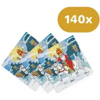 We Fiesta 140x Sinterklaas Servetten 33x33cm FSC 3-laags - Papieren Lunchservetten Sint - Pakjesavond Tafeldecoratie