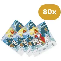 We Fiesta 80x Sinterklaas Servetten 33x33cm FSC 3-laags - Papieren Lunchservetten Sint - Pakjesavond Tafeldecoratie