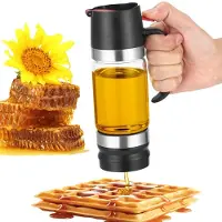 LONGZIMING -Honingdispenser 300 ml – Druppelvrije Honingpot met Drukmechanisme – Glazen Honingdispenser voor Honing, Ahornsiroop en Vloeibare Zoetstoffen – Afneembaar en Gemakkelijk te Reinigen