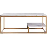 Teamson Home Marmo Salontafel - Nep Marmeren/Messing - 40.25 x 20 x 16 (Inch)