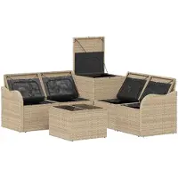 vidaXL Bankstel 6 st Beige en Lichtgrijs Poly Rattan en Staal
