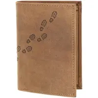 OXMOX Leren portemonnee Leather RFID Protect Kombibörse Footsteps 2.0 Embossed Vintage Light Brown bruine